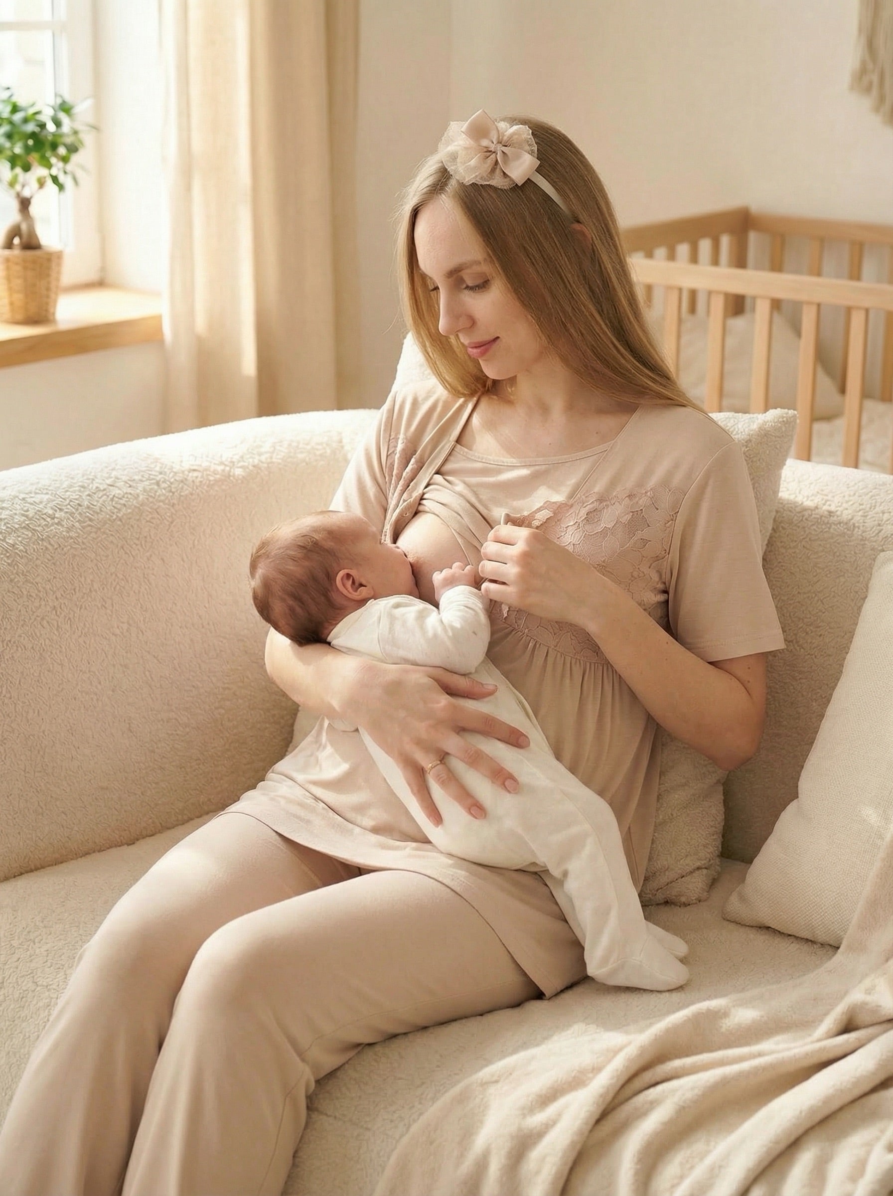 Yeni Sezon Vizon Yazlık Çiçek Dantelli Hamile Lohusa Sabahlıklı Pijama Takımı Seti - 3431
