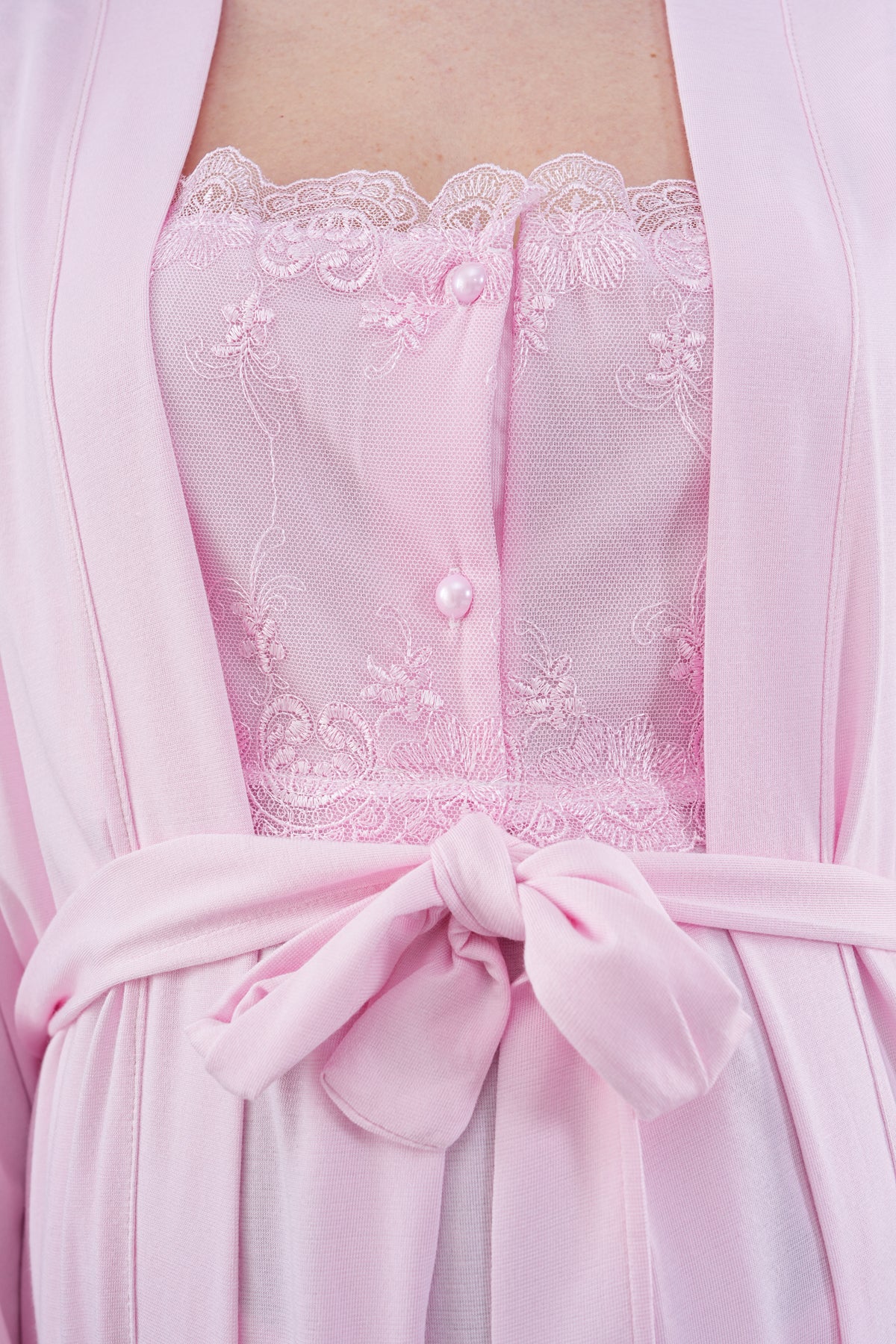 Yeni Sezon Pembe Uzun Sabahlıklı Askılı Özel Tasarım Yazlık %100 Pamuk Hamile Lohusa Sabahlıklı Pijama Takımı Seti 2301